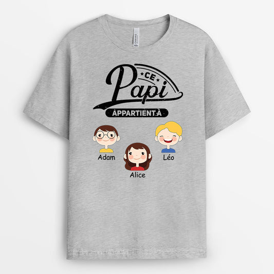 0856AFR2 Cadeau Personnalise T shirt Papa Papi
