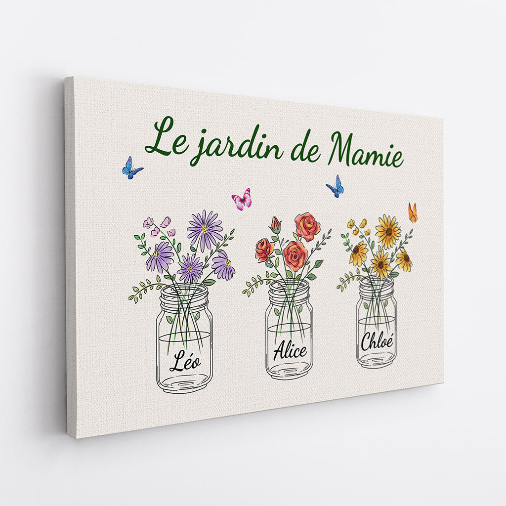0869CFR2 Cadeau Personnalise Toile Jardin Maman Mamie