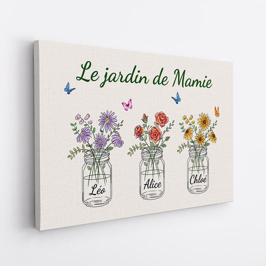 0869CFR2 Cadeau Personnalise Toile Jardin Maman Mamie