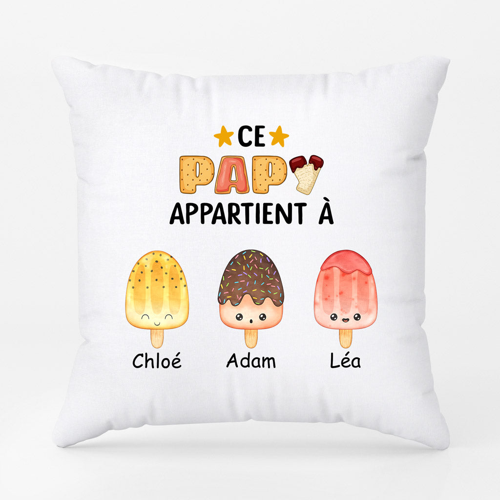 0876PFR2 Cadeau Personnalise Coussin Glace Papy Papa
