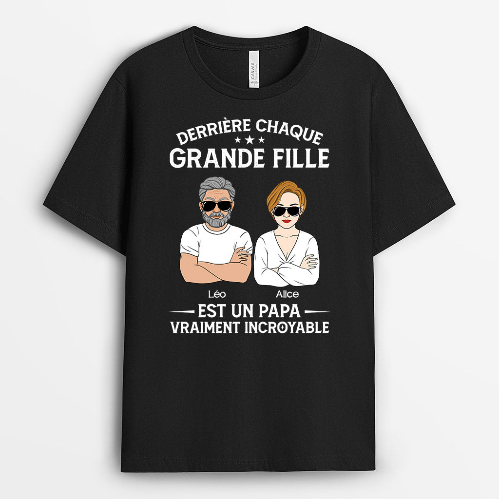 Derrière Chaque Grand Enfant Est Un Papa Vraiment Incroyable - Cadeau Personnalisé | T-shirt pour Papa Papy