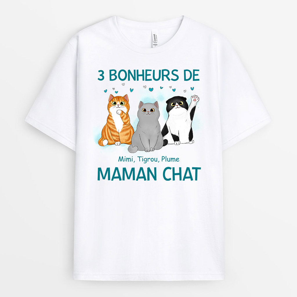 Les Bonheurs de Maman Chat - Cadeau Personnalisé | T-shirt pour Amoureux des Chats