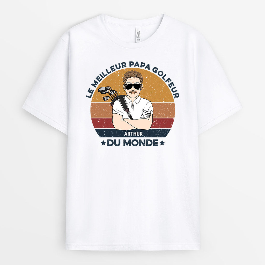 Le Meilleur Papa Golfeur du Monde - Cadeau Personnalisé | T-shirt pour Papa Papy