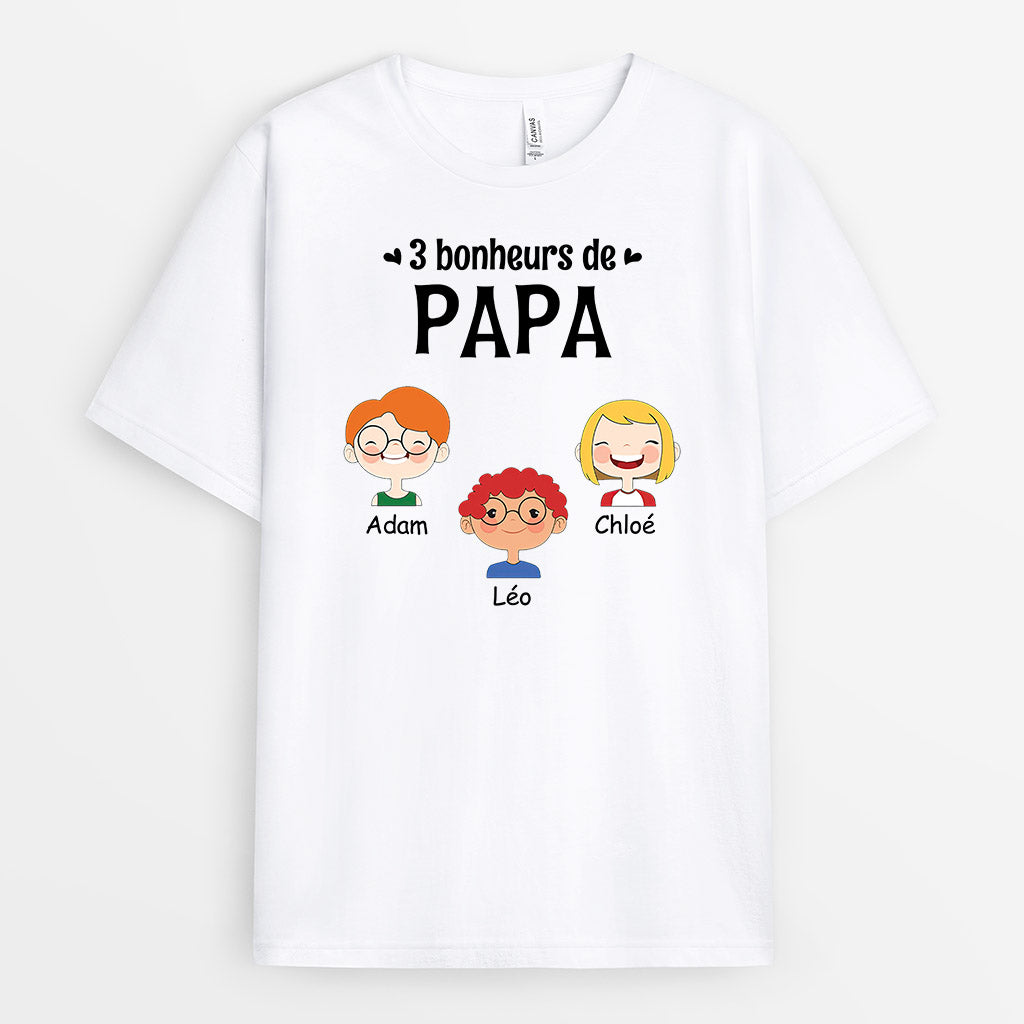 Bonheurs de Papa Papy - Cadeau Personnalisé | T-shirt pour Papa Papy