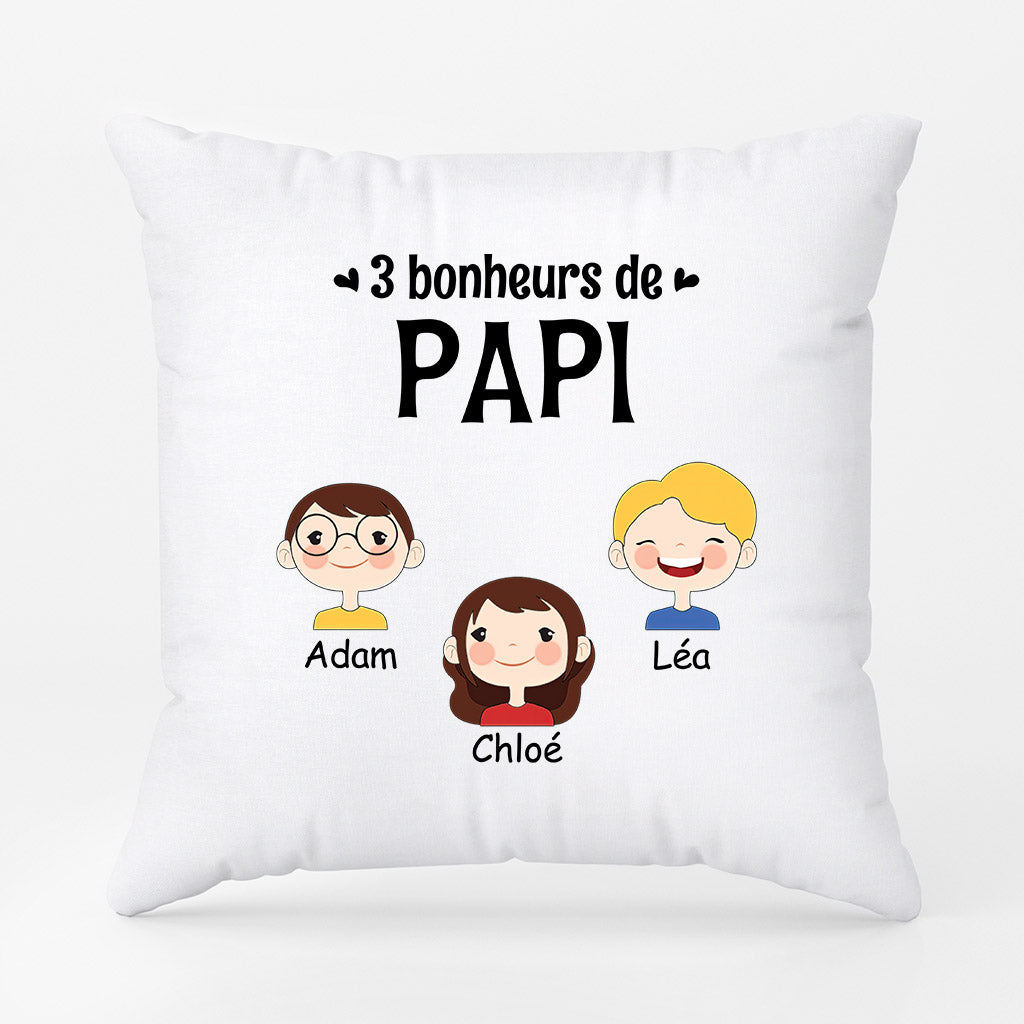 Bonheurs de Papa Papy - Cadeau Personnalisé | Coussin pour Papa Papy