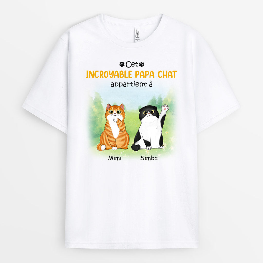 Cet Incroyable Papa Chat Appartient À - Cadeau Personnalisé | T-shirt pour Amoureux des Chats