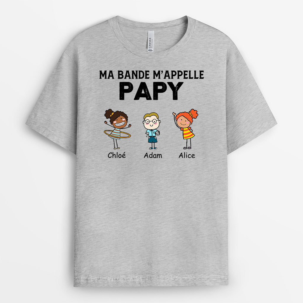 Ma Bande M'Appelle Papa Papy - Cadeau Personnalisé | T-shirt pour Papa Papy