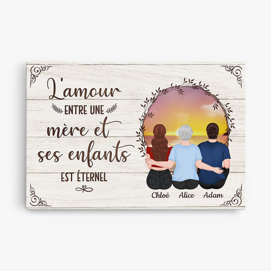 0918CFR1 Cadeau Personnalise Toile Amour Eternel Maman Mamie