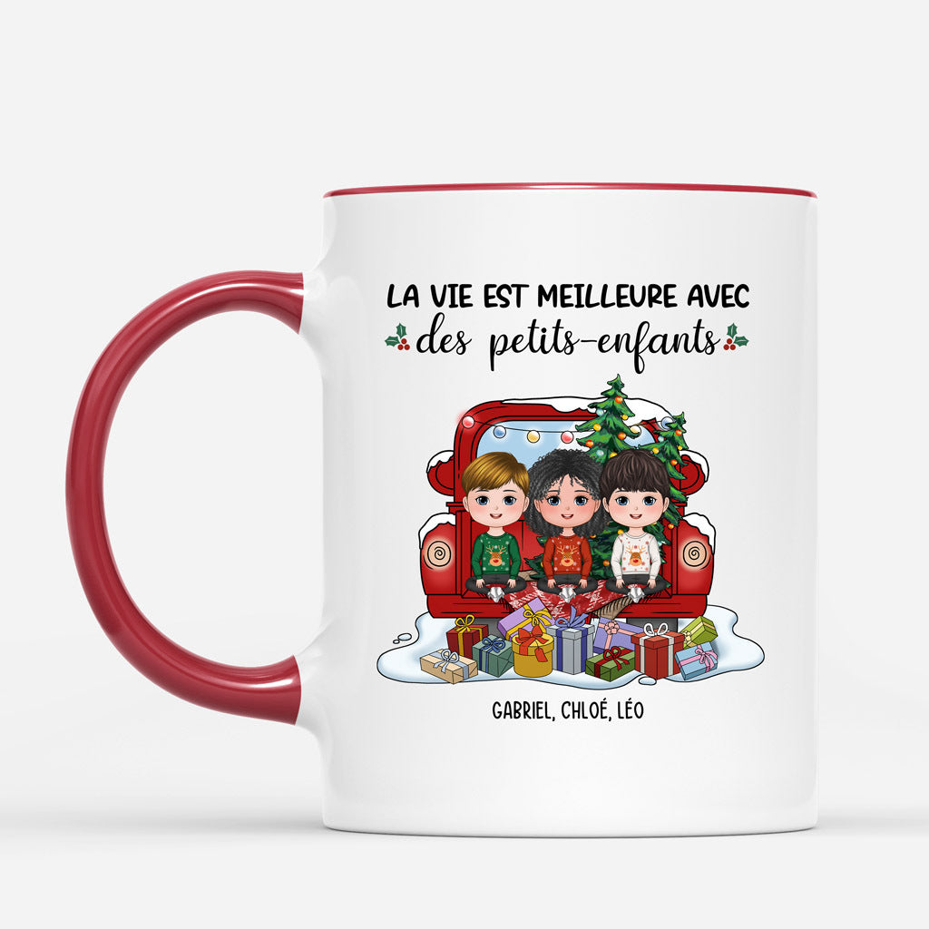 [Effet d'impression 3D] Vie Meilleure Avec Petit-enfant -  Tasse Personnalisée Papy Mamie