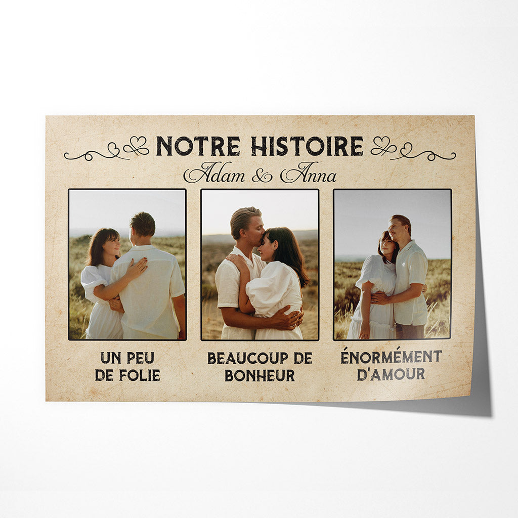 Notre Histore - Cadeau Personnalisé | Poster pour Couples Amoureux