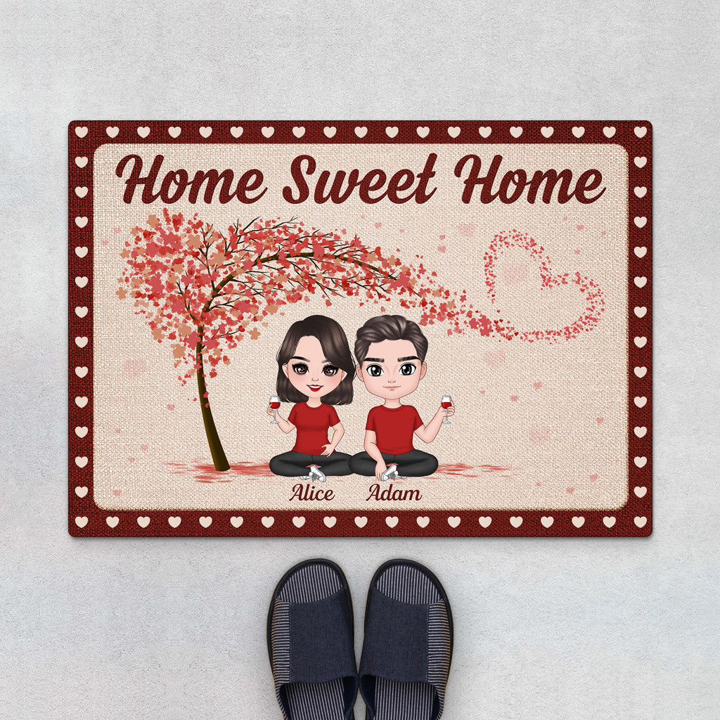Home Sweet Home - Cadeau Personnalisé - Paillasson pour Couples/Amoureux