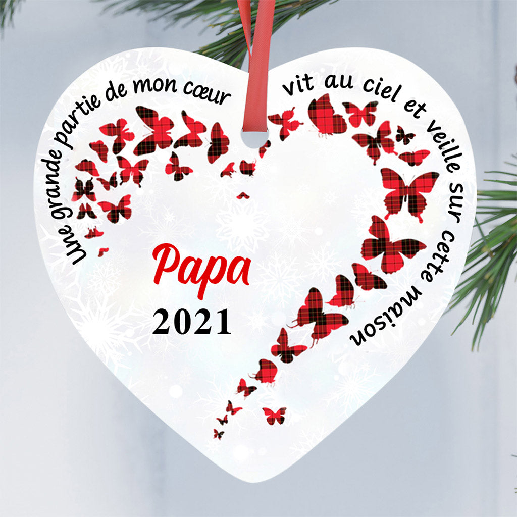 Une grande partie de mon coeur - Papa, Maman - Ornement de Noël commémoratif personnalisé - 0069O040B